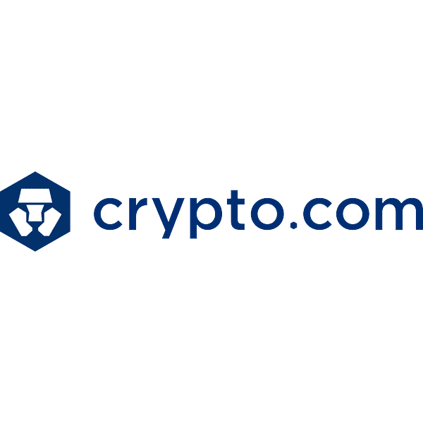 Crypto.com logo linking to Visa card and multi-currency trading interface