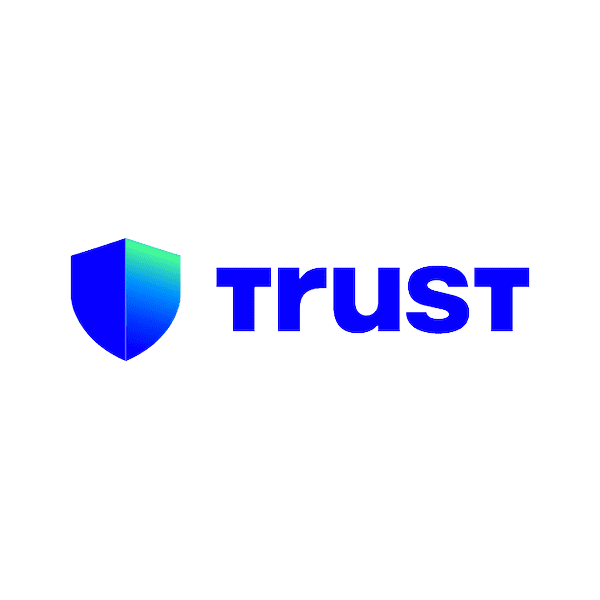 Trust Wallet mobile interface showing tokens, staking, and NFT tabs on iPhone